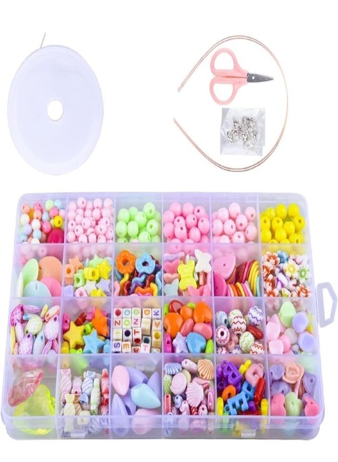 Dkriva مجموعة صنع الأساور Dkriva® DIY مع خرز من طين البوليمر، وخرز على شكل حروف، وقلادات على شكل وحيد القرن، ودلايات كريستالية، وخرز بألوان الماكارون، مجموعة حرف يدوية للبنات، مجموعة صنع المجوهرات للأطفال (مختلطة) - Image 1